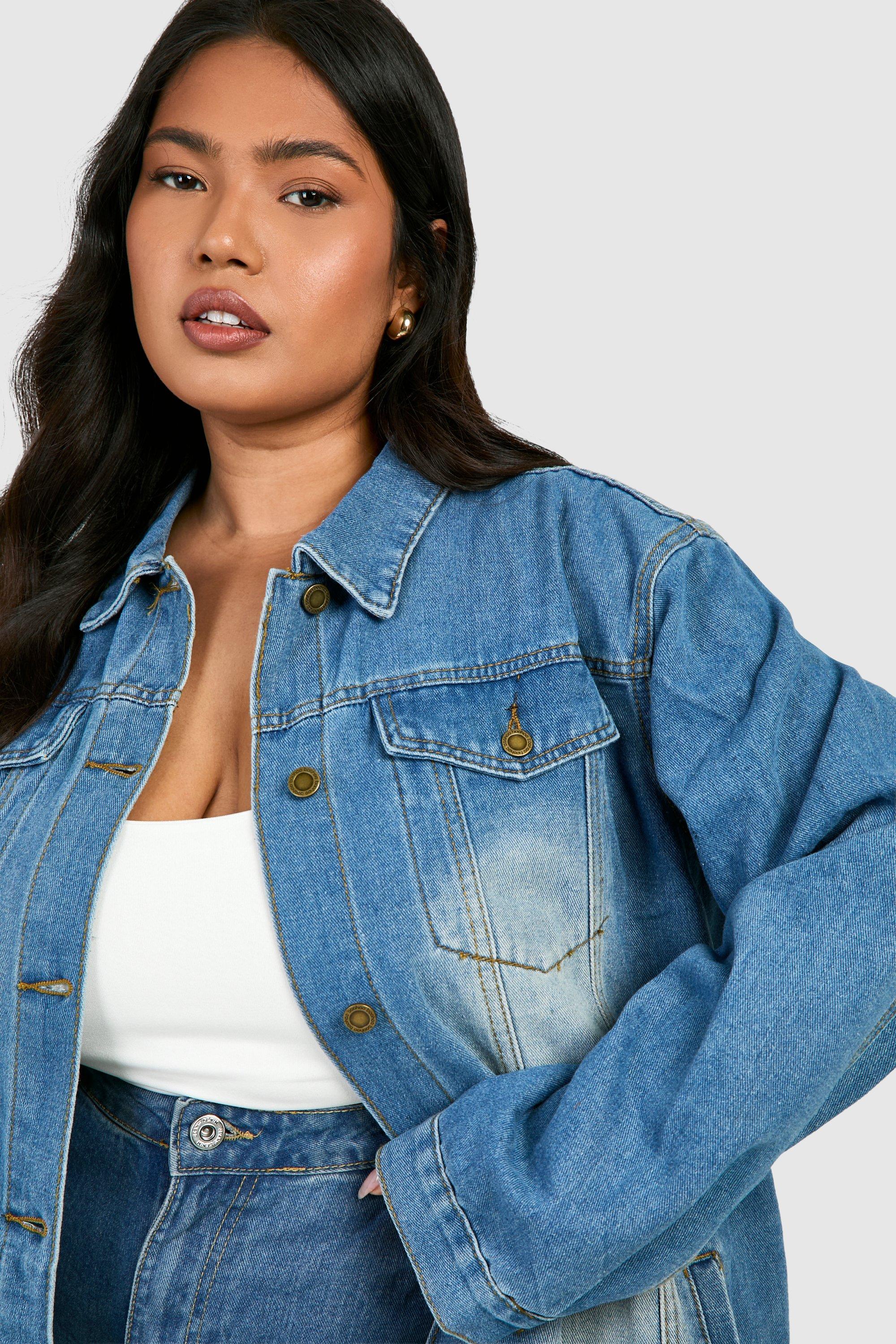 Women's blue hot sale oversized denim jacket